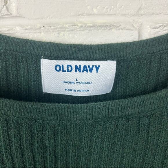 Old Navy Fitted Cropped Square-Neck Rib-Knit Green Sweater Size L - Picture 7 of 8